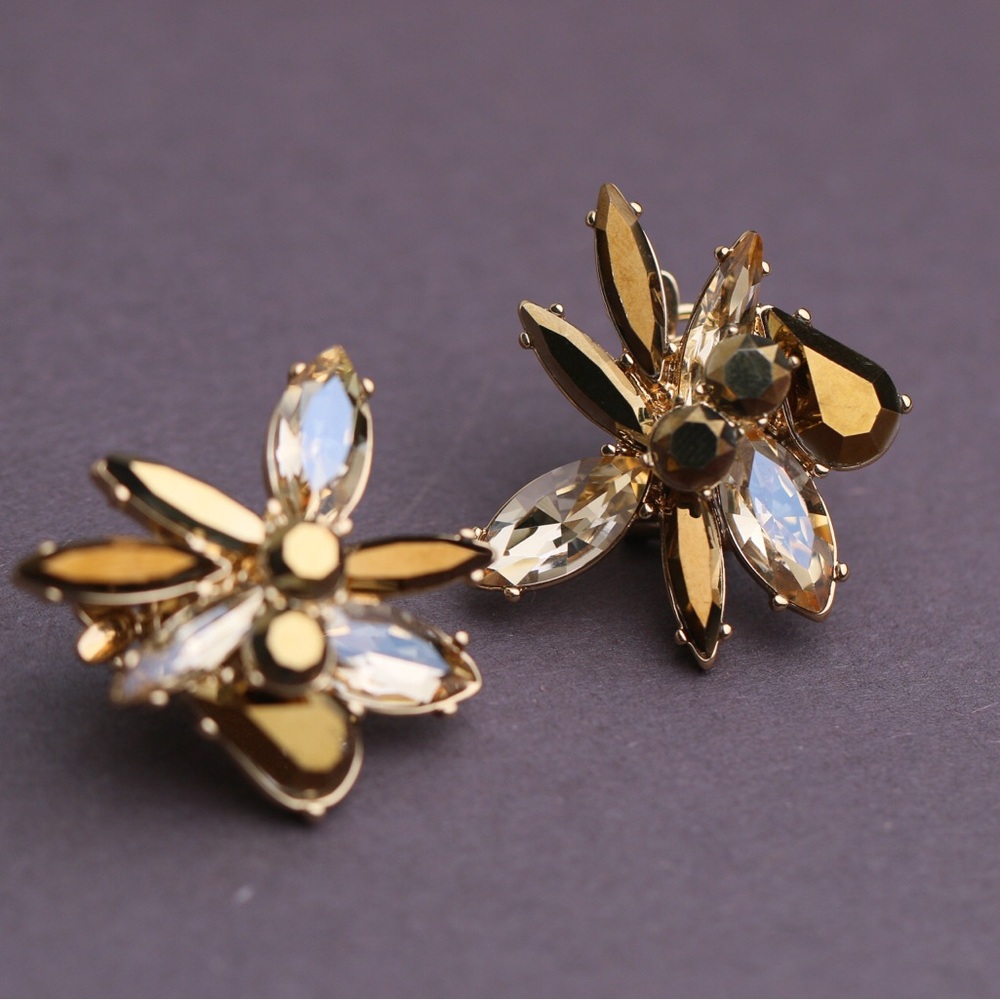 Carolina Herrera Crystal Cluster Stud Earclip Earrings